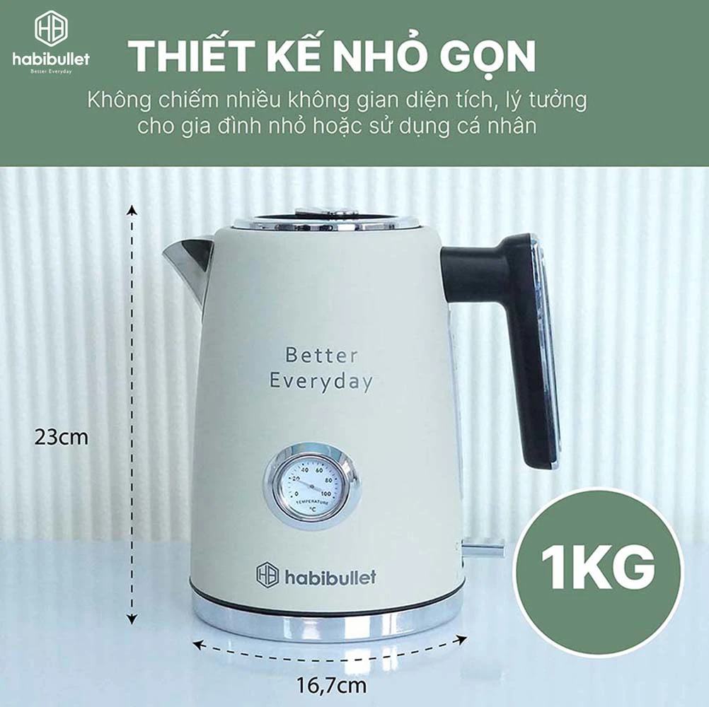 Ấm đun siêu tốc Habibullet KHB2286 PRO thiết kế sang trọng